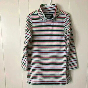 Lands’End Women’s Long Striped Fleece Top Sweater Size S
